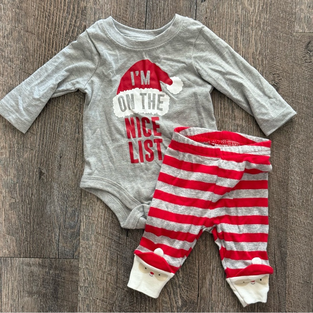 Gray and Red Santa Baby Outfit (Bundle!)